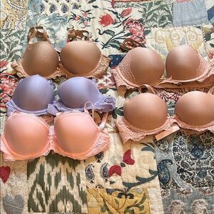 Lot of 5 Victoria's Secret Lace Trimmed Bras 32B